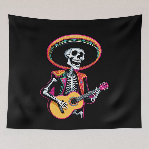 Item preview, Mexican Mariachi Skeleton Guitarist Fiesta designed and sold by LuminOrb.