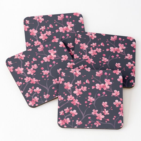 Item preview, Cherry blossom pattern on dark background designed and sold by Daydreamsatdawn.