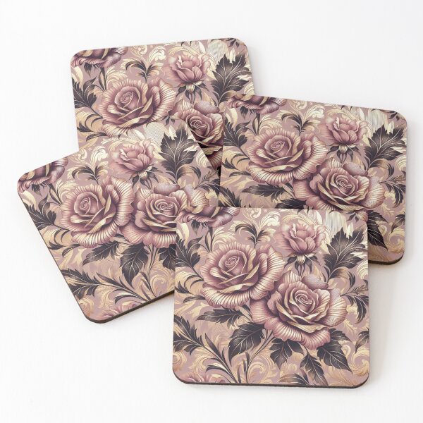 Item preview, Mauve & Gold Foil Damask With Roses designed and sold by DesignsByPrnces.