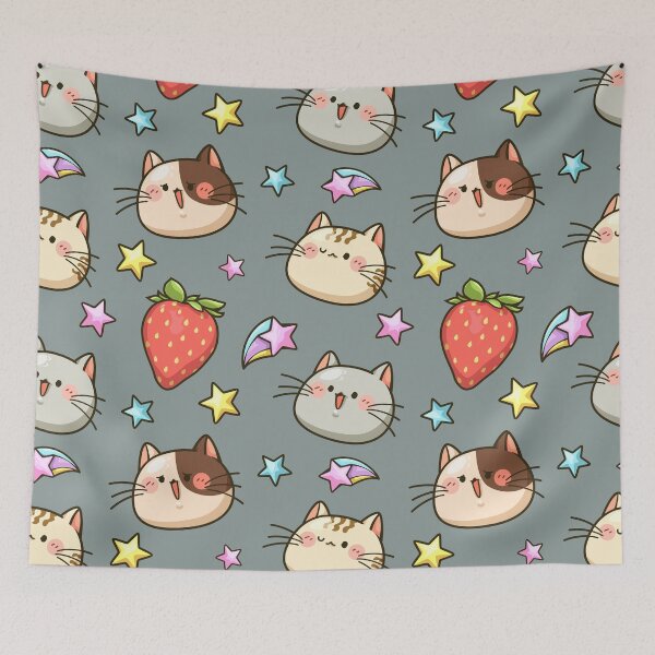 Item preview, cute face cat - strawberry and star cartoon designed and sold by Faissal Thomass.