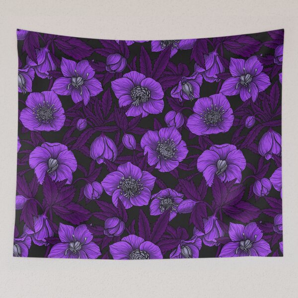 Item preview, Violet Hellebores with magena leaves designed and sold by Katerina Mitkova Kirilova.