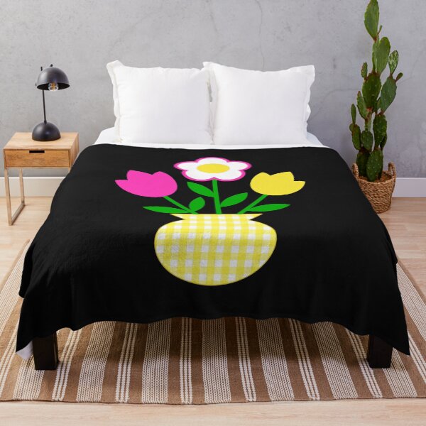 Item preview, Flowers Pink Yellow White in Tartan Gingham Pot Shapes Mania designed and sold by Shapes-Mania.