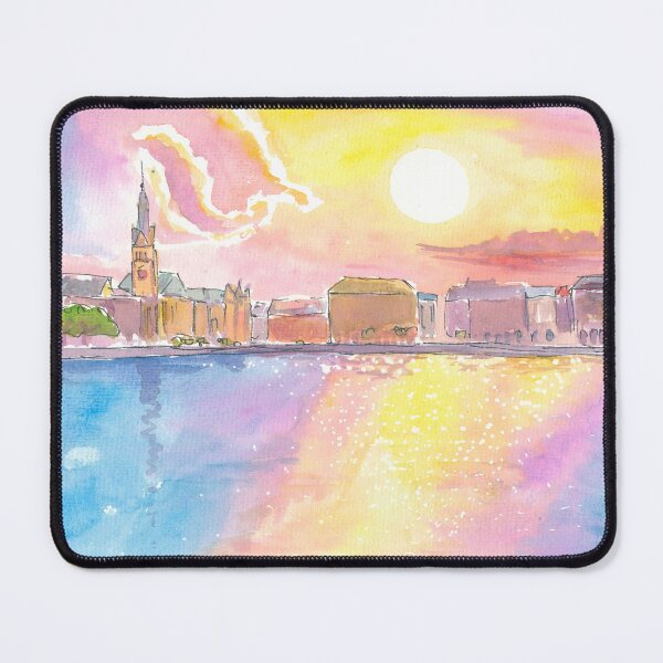 Item preview, Hamburg Alster Skyline Panorama at Sunset designed and sold by artshop77.
