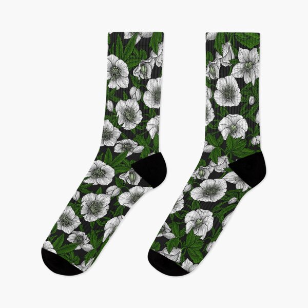 Item preview, White Hellebores with green leaves designed and sold by Katerina Mitkova Kirilova.