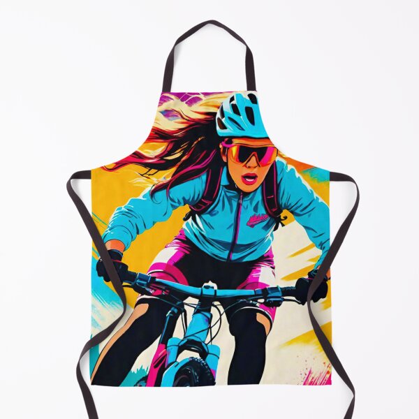 Item preview, Trailblazing Radiance: Colorful MTB Woman Conquering Trails designed and sold by GrizzlyCollective.