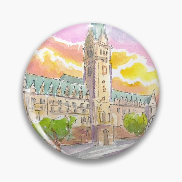 Item preview, Hamburg Germany City Hall Sunset Watercolor Scene designed and sold by artshop77.