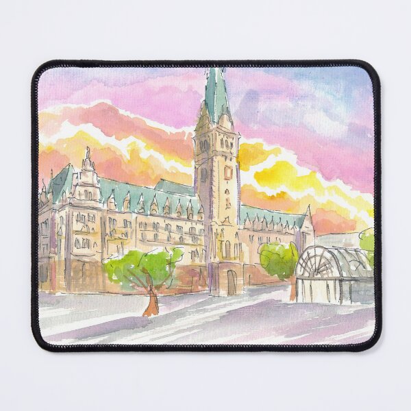 Item preview, Hamburg Germany City Hall Sunset Watercolor Scene designed and sold by artshop77.