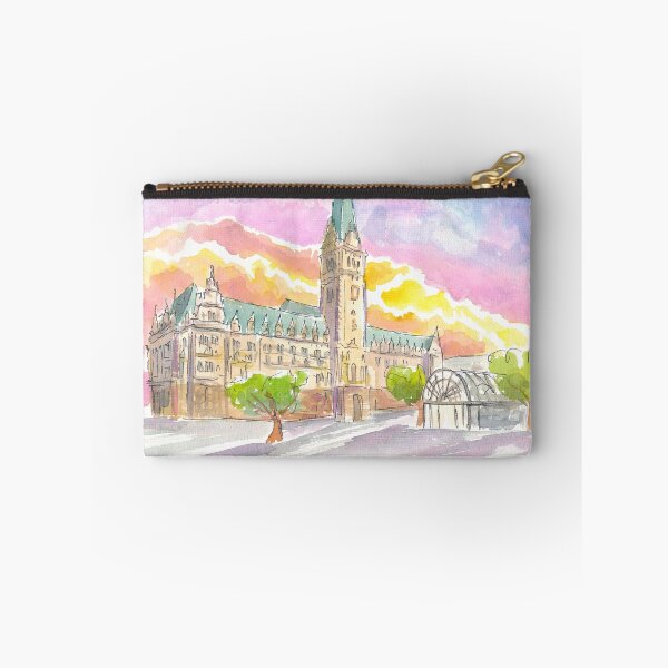 Item preview, Hamburg Germany City Hall Sunset Watercolor Scene designed and sold by artshop77.