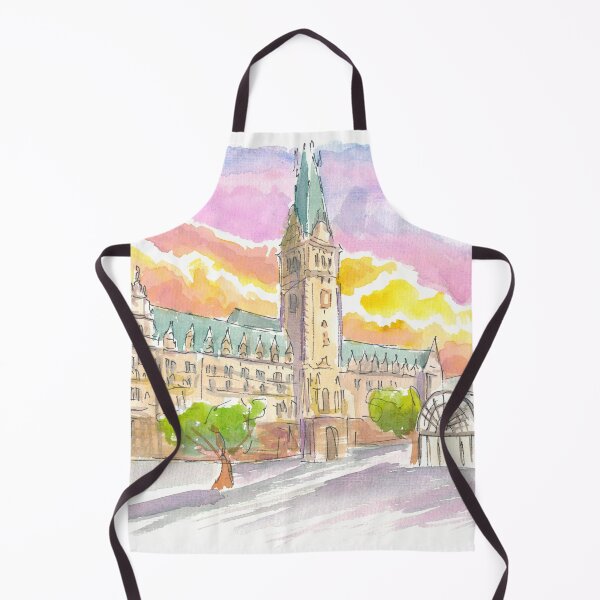 Item preview, Hamburg Germany City Hall Sunset Watercolor Scene designed and sold by artshop77.
