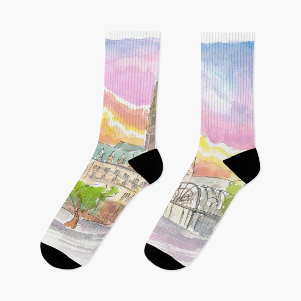 Item preview, Hamburg Germany City Hall Sunset Watercolor Scene designed and sold by artshop77.