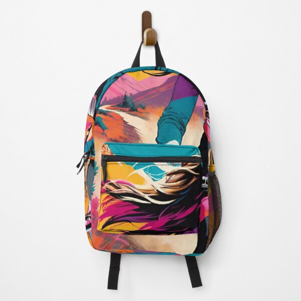 Item preview, Windblown Thrills: Woman MTB Rider Flying Down Steep Hill designed and sold by GrizzlyCollective.