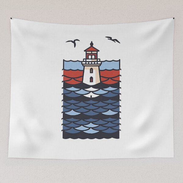 Item preview,  Lighthouse and seagulls cartoon  designed and sold by VibeStyleShop.