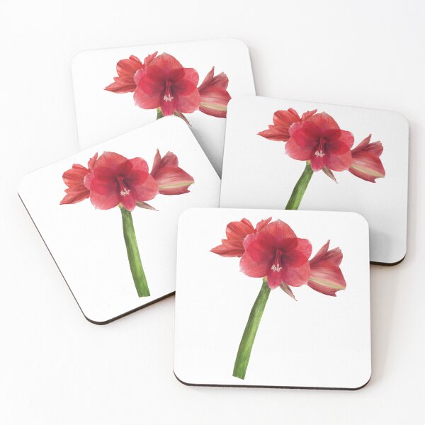 Item preview, Red amaryllis flower Hand drawn watercolor clipart designed and sold by BartolArt.