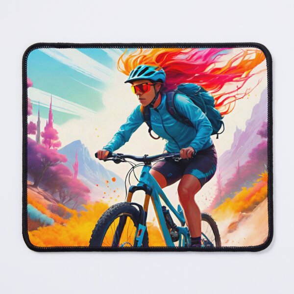 Item preview, Autumn Trail Bliss: Woman MTB Rider Amidst Falling Leaves designed and sold by GrizzlyCollective.