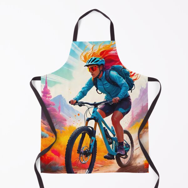Item preview, Autumn Trail Bliss: Woman MTB Rider Amidst Falling Leaves designed and sold by GrizzlyCollective.