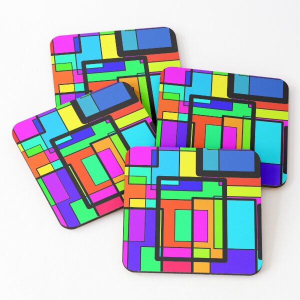 Item preview, Abstract art print, multi coloured, square art designed and sold by AuroraNightmareArt.