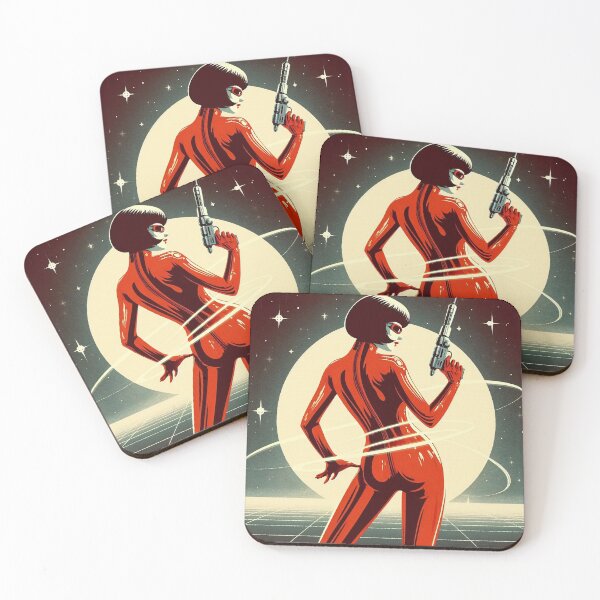 Item preview, Retro science fiction girl in red suit 1960s  designed and sold by RESToRAPTOR.