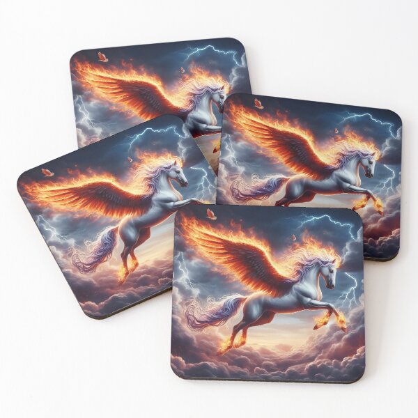 Item preview, Fiery Flight: The Pegasus Soars with Blazing Wings designed and sold by MyHappyArtShop.