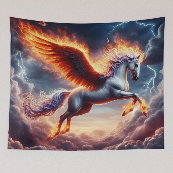 Item preview, Fiery Flight: The Pegasus Soars with Blazing Wings designed and sold by MyHappyArtShop.