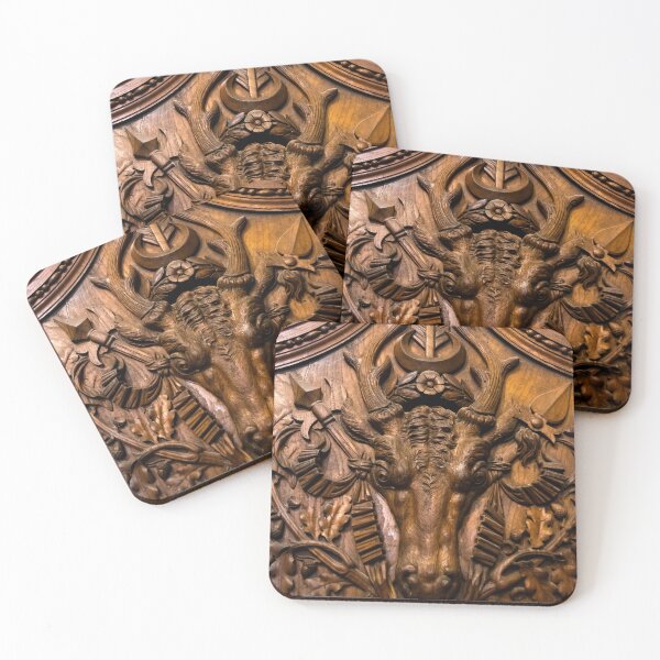 Item preview, Carving of a Cow's Head on a Wooden Door designed and sold by jrtwynam.