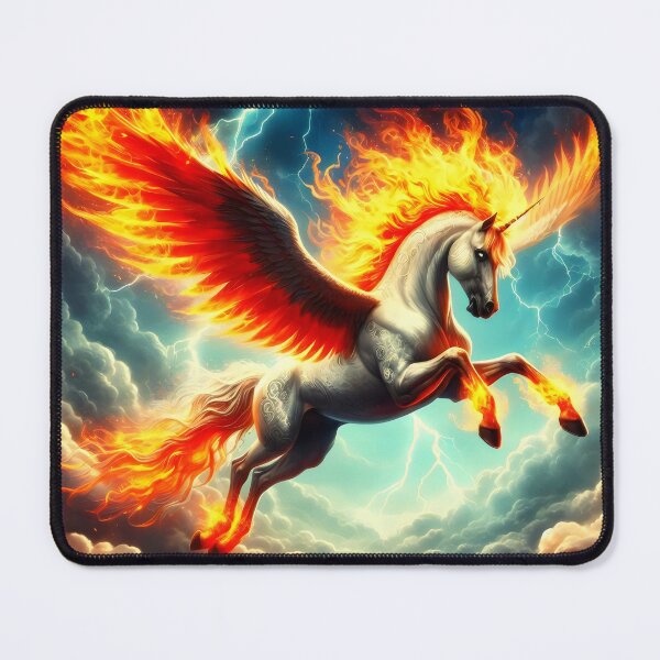 Item preview, Fiery-winged Pegasus Soaring through Clouds. designed and sold by MyHappyArtShop.
