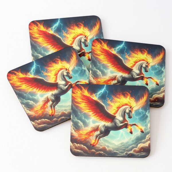 Item preview, Fiery-winged Pegasus Soaring through Clouds. designed and sold by MyHappyArtShop.