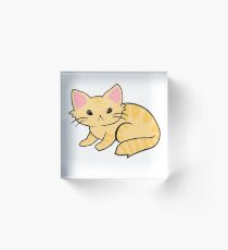 Tan Cartoon Cat Acrylic Block