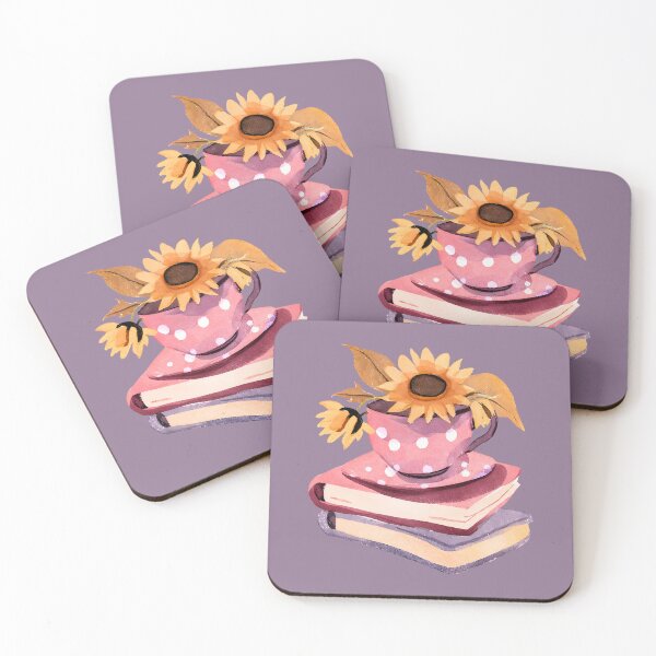 Item preview, Cute Watercolor Books and Coffee Cup and Sunflowers designed and sold by FarmOfCuties.