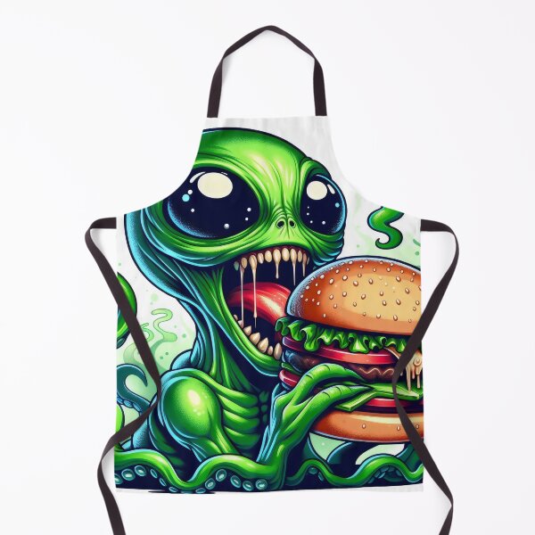 Item preview, Extraterrestrial Delight: Alien Enjoying a Hamburger designed and sold by MyHappyArtShop.
