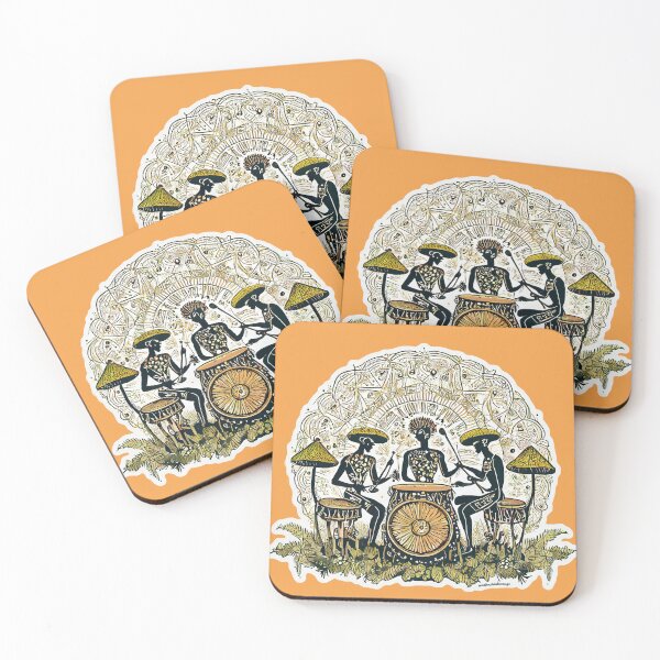 Item preview, African Drums Mushrooms Leaves | Living Mandala | White Frame designed and sold by monkeybusiness.pt.