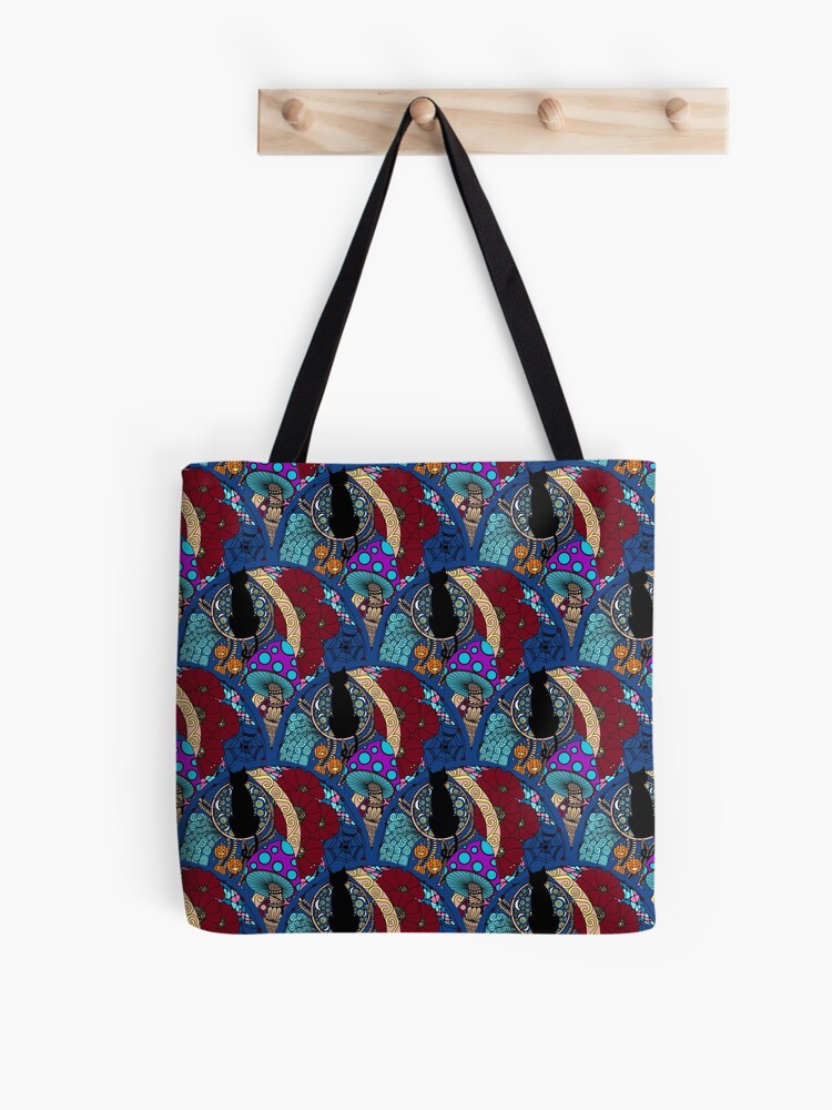 Tote Bag, Starry Night Whimsigoth Tangle Art Deco Scallop designed and sold by Triplicate Limited