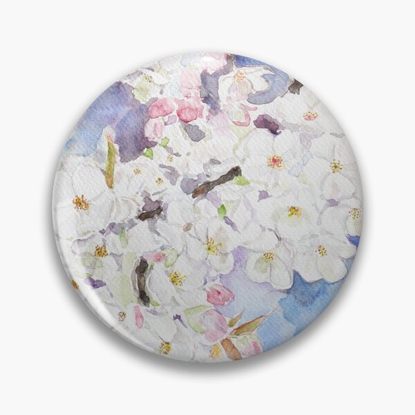 Item preview, Flor de cerezo blanca sobre fondo azul pintada a mano designed and sold by SelenePaintings .