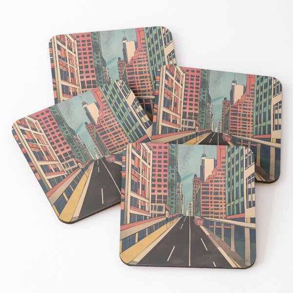Item preview, Pastel color woodblock illustration what a Chicago cityscape. designed and sold by HANGLEMAN.