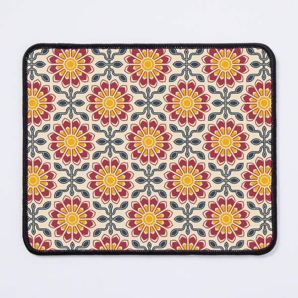 Item preview, KF 0228 D - Vintage Retro Daisy 70s Floral Pattern in Red Yellow designed and sold by KhakiFinch.