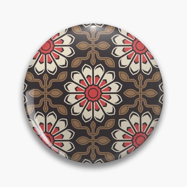 Item preview, KF 0228 B - Vintage Retro Daisy 70s Floral Pattern in Brown Red designed and sold by KhakiFinch.
