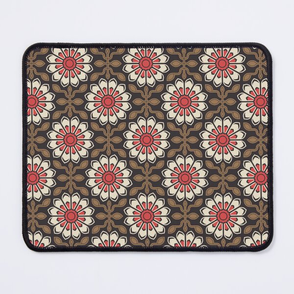 Item preview, KF 0228 B - Vintage Retro Daisy 70s Floral Pattern in Brown Red designed and sold by KhakiFinch.