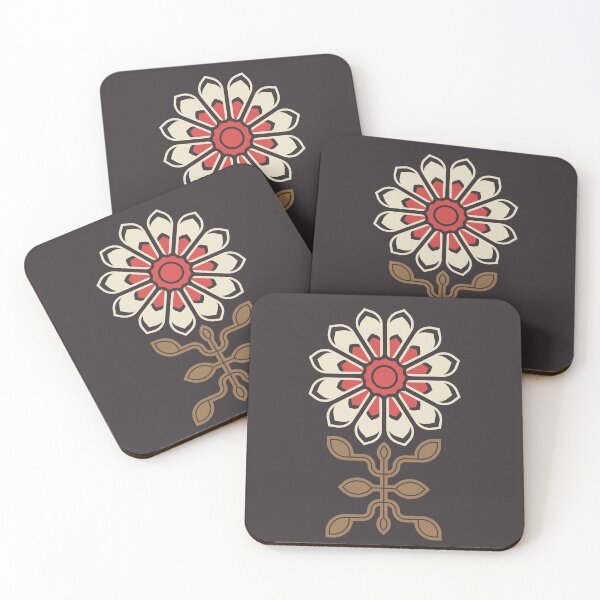 Item preview, KF 0228 B - Vintage Retro Daisy 70s Floral Pattern in Brown Red designed and sold by KhakiFinch.