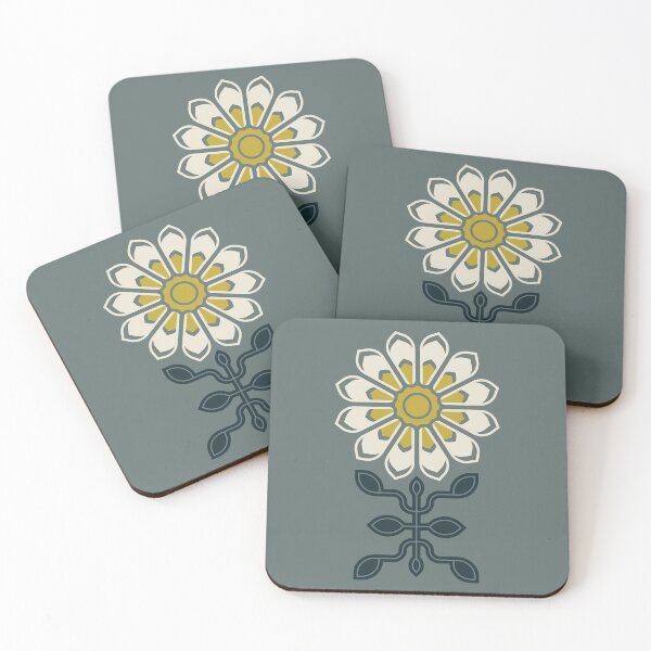 Item preview, KF 0228 C - Vintage Retro Daisy 70s Floral Pattern in Green Yellow designed and sold by KhakiFinch.
