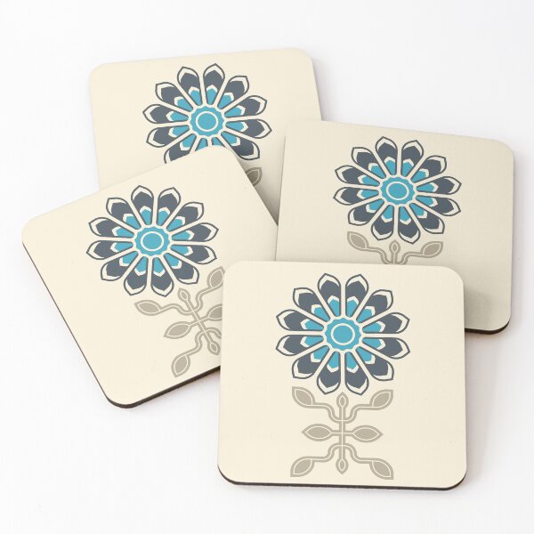 Item preview, KF 0228 E - Vintage Retro Daisy 70s Floral Pattern in Blue Gray designed and sold by KhakiFinch.