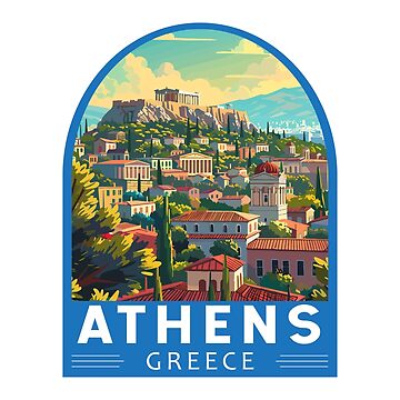 Artwork thumbnail, Athens Greece Travel Art Emblem by KrisSidDesigns