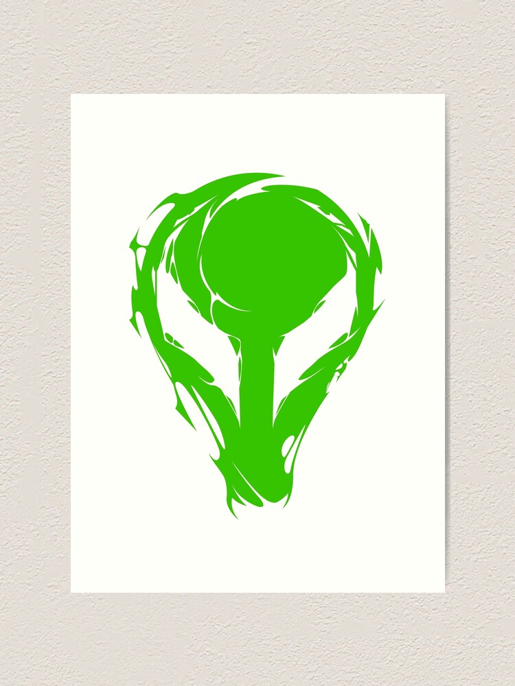 Alien Head Extra Terrestrial Green Holographic Glow Art Print For Sale By Shirtkings Redbubble 