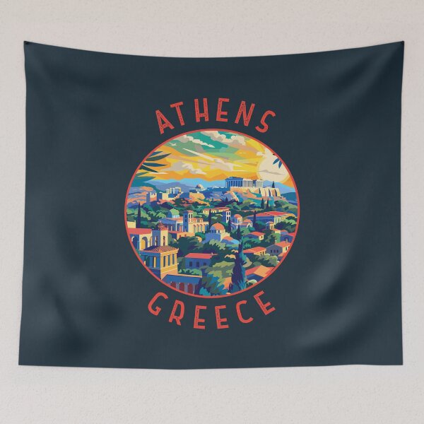 Item preview, Athens Greece Retro Distressed Circle designed and sold by KrisSidDesigns.