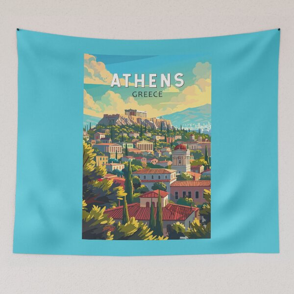 Item preview, Athens Greece Travel Art Vintage designed and sold by KrisSidDesigns.
