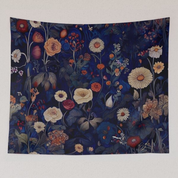 Item preview, Field Flowers on navy designed and sold by Flowersonstuff.