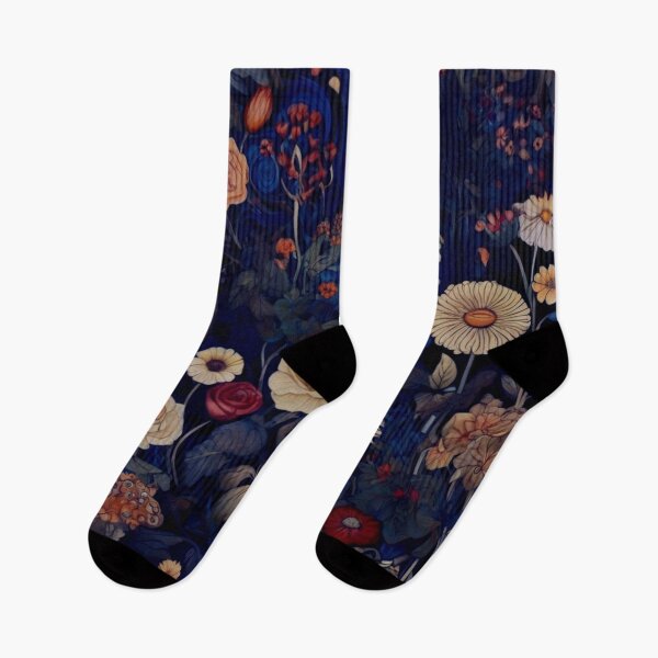 Item preview, Field Flowers on navy designed and sold by Flowersonstuff.