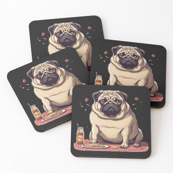 Item preview, Vintage Hungry Pug - Cute Food Lover Pug  designed and sold by ButtonBonanza.