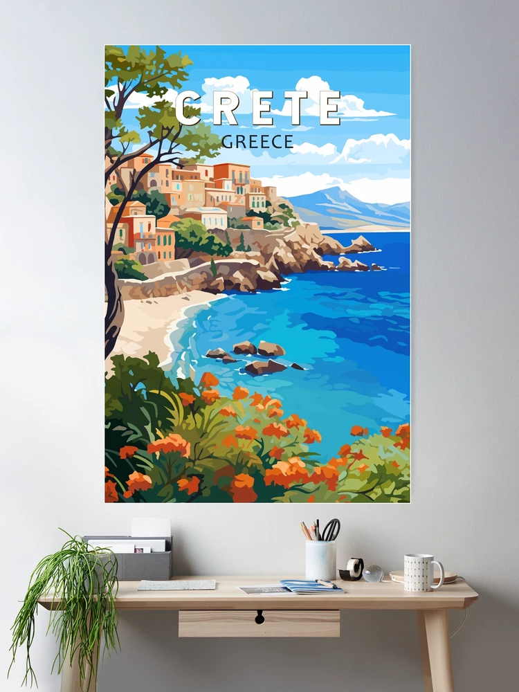 Crete Greece Travel Art Vintage