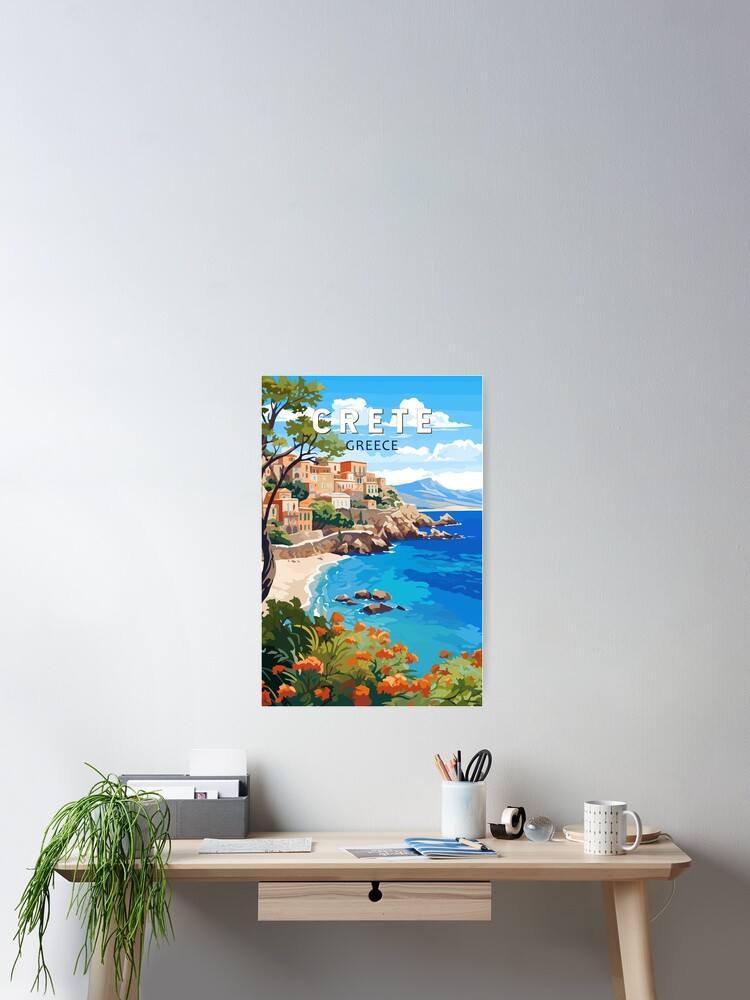 Thumbnail 2 of 3, Poster, Crete Greece Travel Art Vintage designed and sold by KrisSidDesigns.