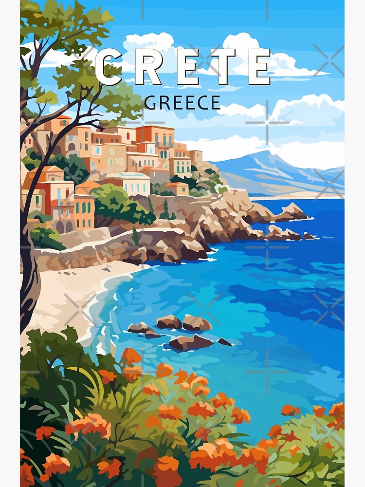 Thumbnail 3 of 3, Poster, Crete Greece Travel Art Vintage designed and sold by KrisSidDesigns.
