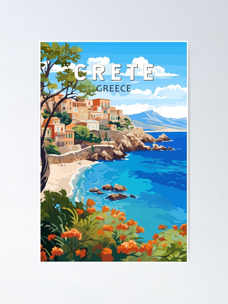 Thumbnail 1 of 3, Poster, Crete Greece Travel Art Vintage designed and sold by KrisSidDesigns.